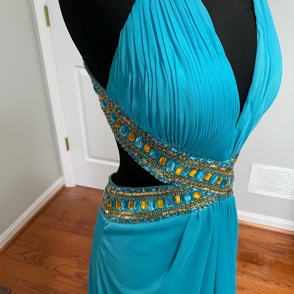 Beautiful Turquoise Prom Dress Size 6 - Picture 3 of 6